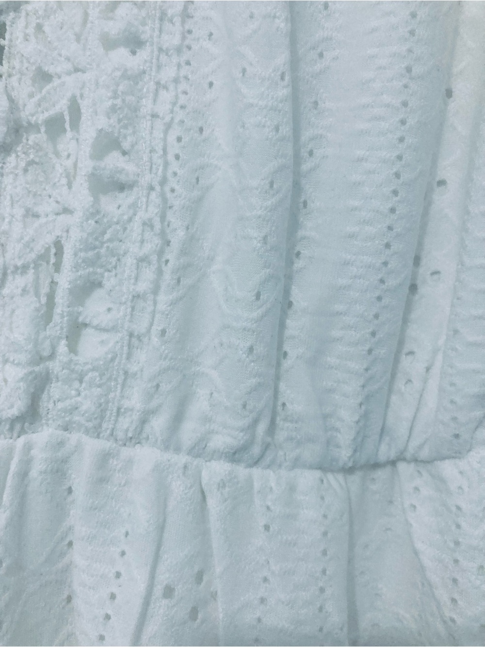 Women’s White Eyelet Midi Dress with Ruffle Sleeves - Picture 8 of 11